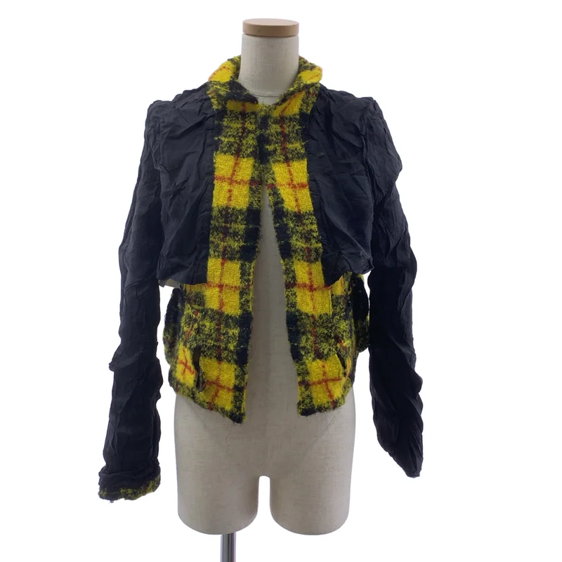 COMME des GARCONS COMME des GARCONS / コムコム | ウール モヘヤ タータンチェック 製品加工 シングルジャケット / 総裏地 | S | レディース