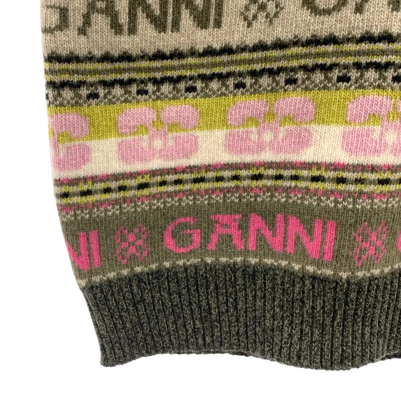 Ganni / ガニー | ウール ロゴ Vネック ニットベスト |