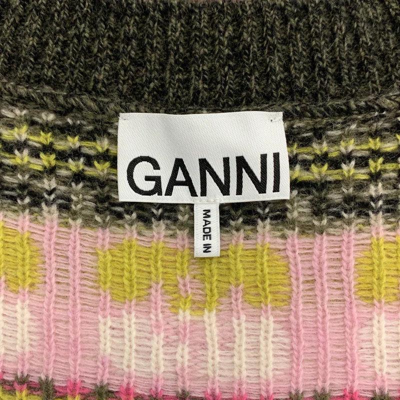 Ganni / ガニー | ウール ロゴ Vネック ニットベスト |