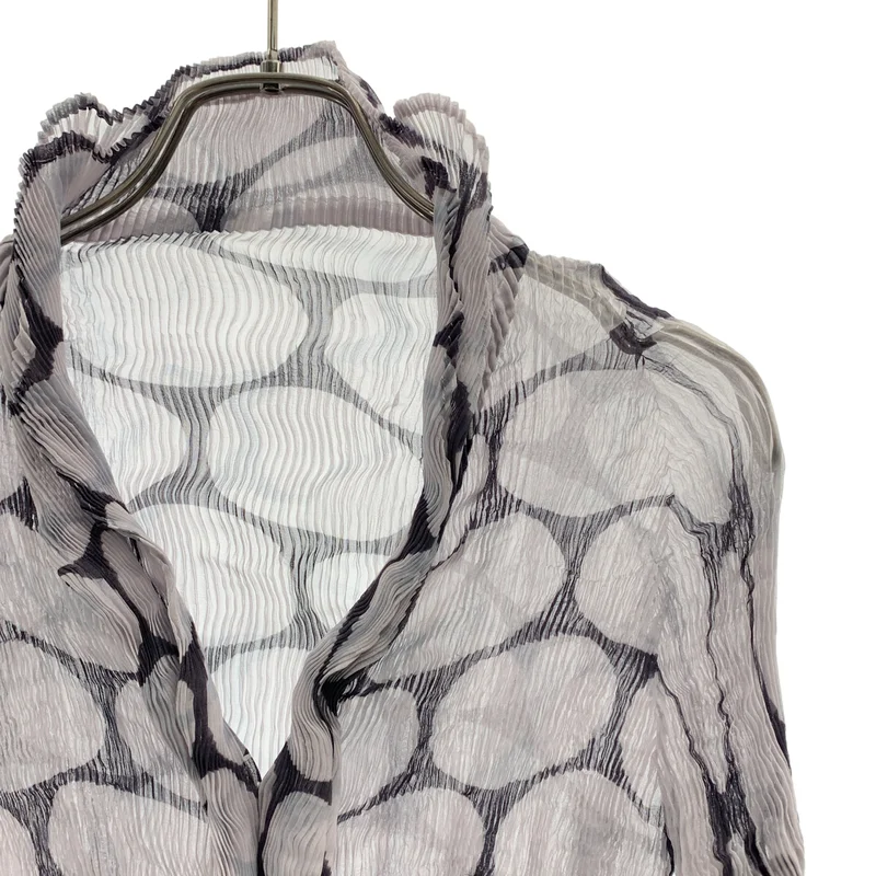 ISSEY MIYAKE / イッセイミヤケ | ポリエステル ねじれ加工 ダブルカラー カーディガン | 2 | レディース