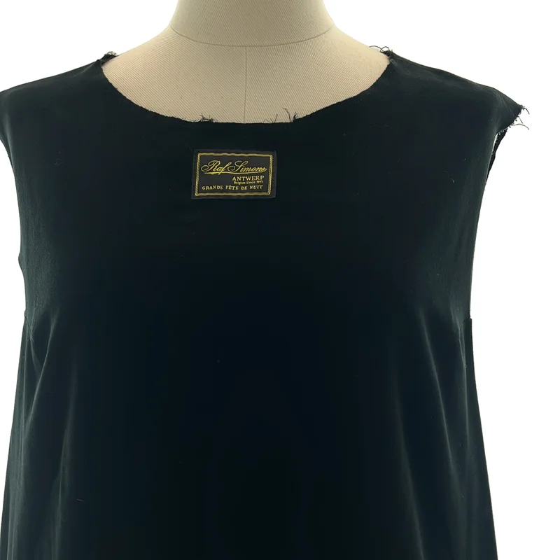 RAF SIMONS / ラフシモンズ | 2022AW | Sleeveless A-line dress with ribbon カットオフ ベロア ワンピース | 34 | レディース