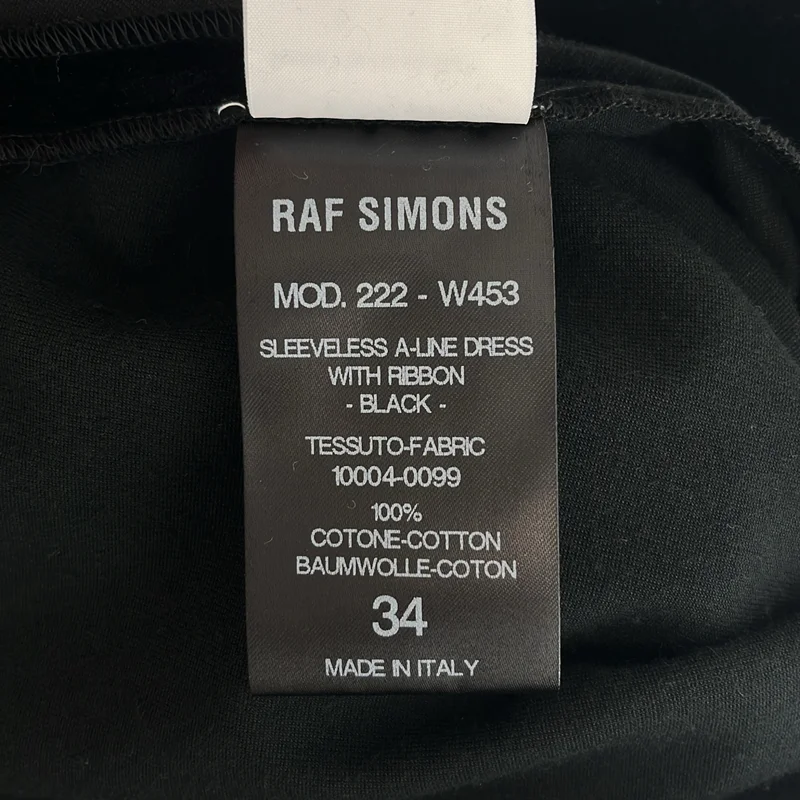 RAF SIMONS / ラフシモンズ | 2022AW | Sleeveless A-line dress with ribbon カットオフ ベロア ワンピース | 34 | レディース