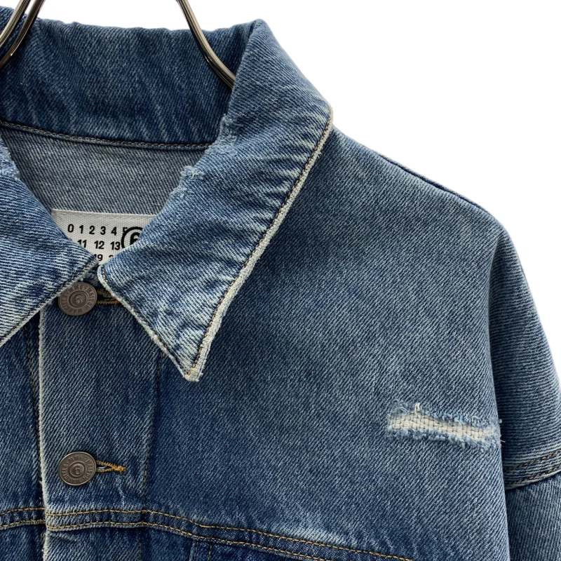 MM6 Maison Margiela / エムエムシックスメゾンマルジェラ | ダメージ加工 バックロゴ デニムジャケット | 14 | レディース