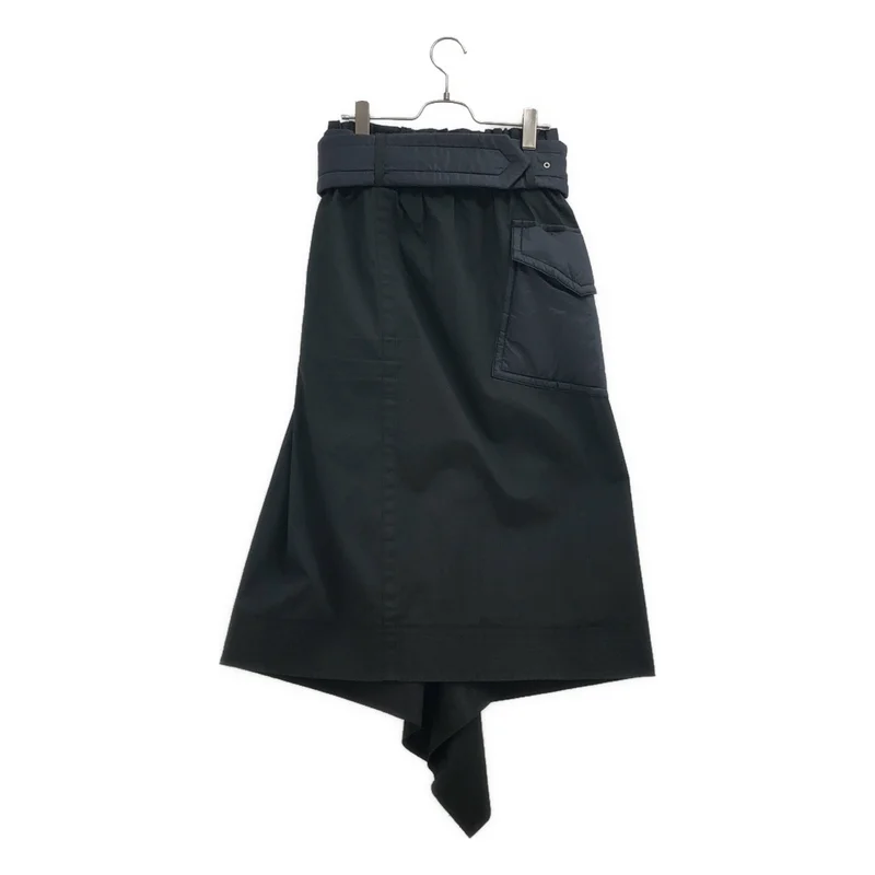 sacai / サカイ | コットン コーティング加工 ナイロン切り替え フロントジップスカート | 2 | レディース