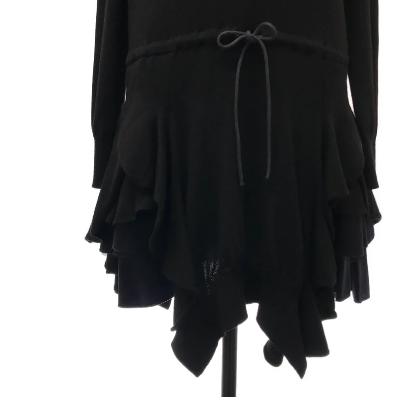 sacai / サカイ | ウール 異素材切り替え エポレット Vネック ニットワンピース | 2 | レディース