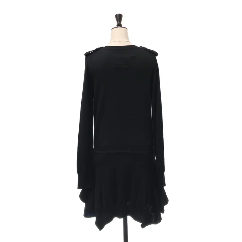 sacai / サカイ | ウール 異素材切り替え エポレット Vネック ニットワンピース | 2 | レディース