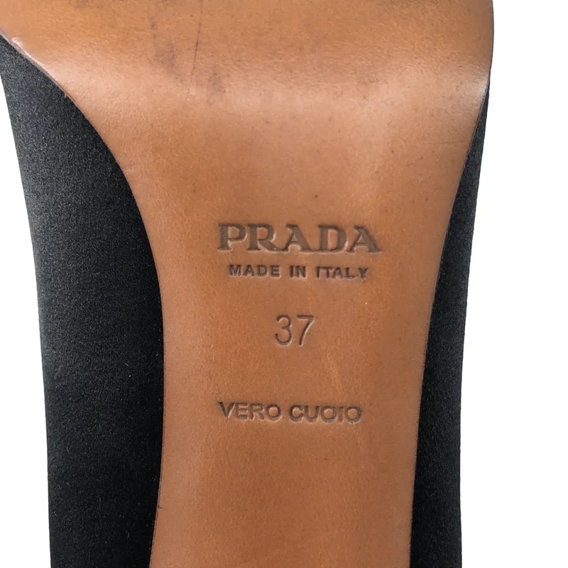 PRADA / プラダ | サテン スクエアトゥ ヒールパンプス | 37 | レディース
