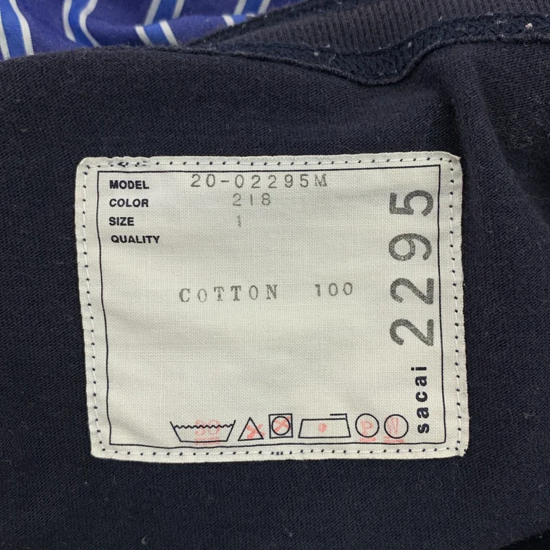 sacai / サカイ | 2020SS | ZIP SLEEVE LONG TEE / コットン ストライプ 切り替え ジップスリーブ ロングTシャツ カットソー | 1 | メンズ