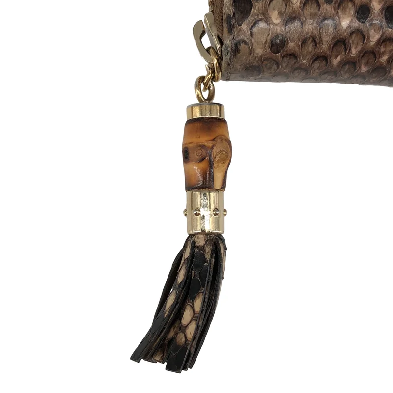 GUCCI / グッチ | レザー パイソン バンブータッセル ラウンドジップ ロングウォレット |