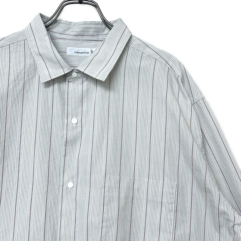 nanamica / ナナミカ | Regular Collar Stripe Wind Shirt / ストライプ オーバーシルエット シャツ | XL | メンズ