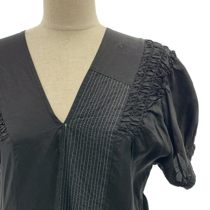 tricot COMME des GARCONS / トリココムデギャルソン | 2008SS | 脱色加工 アシンメトリー ステッチワーク ギャザー ドレス ワンピース | S | レディース