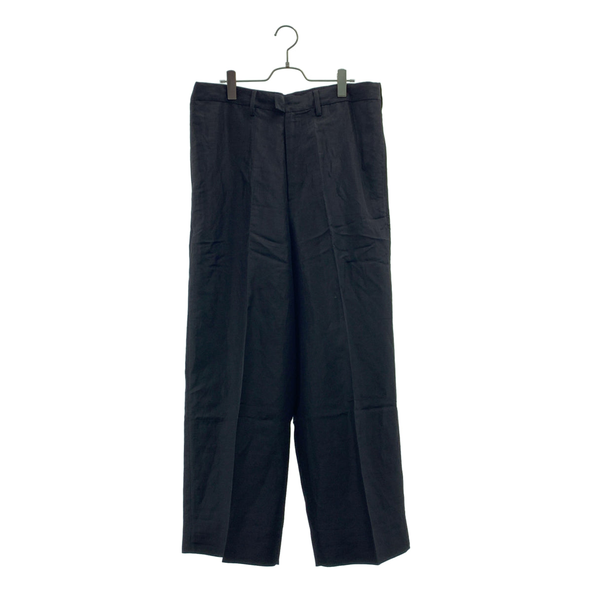 【新品】  nonnotte / ノノット | Draw Cord Wide Straight Trousers リネン混 ワイドパンツ | 4 | ブラック | メンズ nonnotte / ノノット | Draw Cord Wide Straight Trousers リネン混