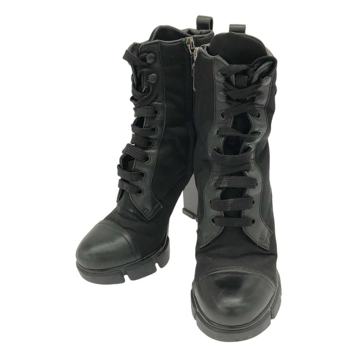 PRADA / プラダ | Leather and Nylon Ankle Boots / プレート ナイロン