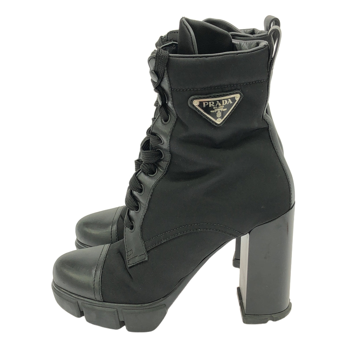 PRADA / プラダ | Leather and Nylon Ankle Boots / プレート ナイロン