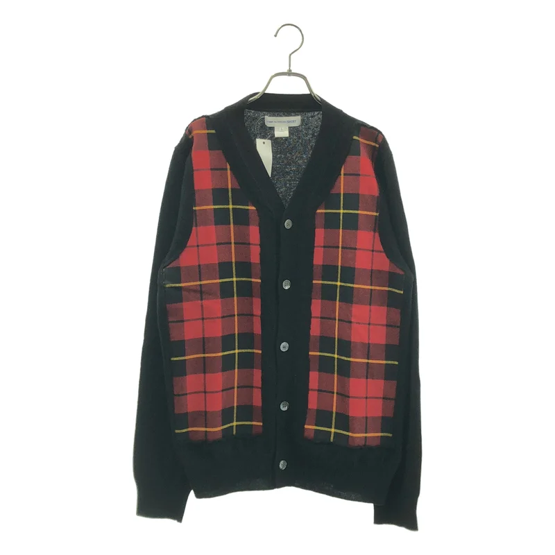 COMME des GARCONS SHIRT / コムデギャルソンシャツ | 2020AW | タータンチェック フランネル 切替 ニット カーディガン | L | メンズ