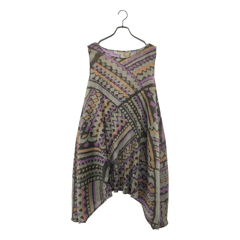 PLEATS PLEASE ISSEY MIYAKE / プリーツプリーズイッセイミヤケ | 総柄 変形 オーバーシルエット ドレス ワンピース | 4 | レディース