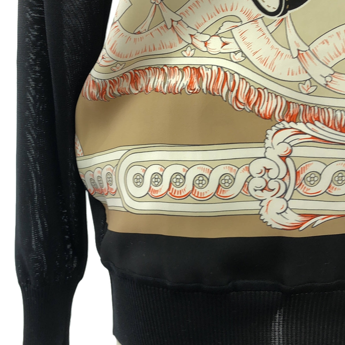 HERMES エルメス 24SS ツイルレーヌ 柄プリント シルクスカーフ切り替え クルーネック カシミヤ 長袖ニット セーター ブラウン/ホワイト レディース 4E2814DD レディス, ウェア, ニット＆ツイルレーヌ | Hermès - エルメス-公式サイト