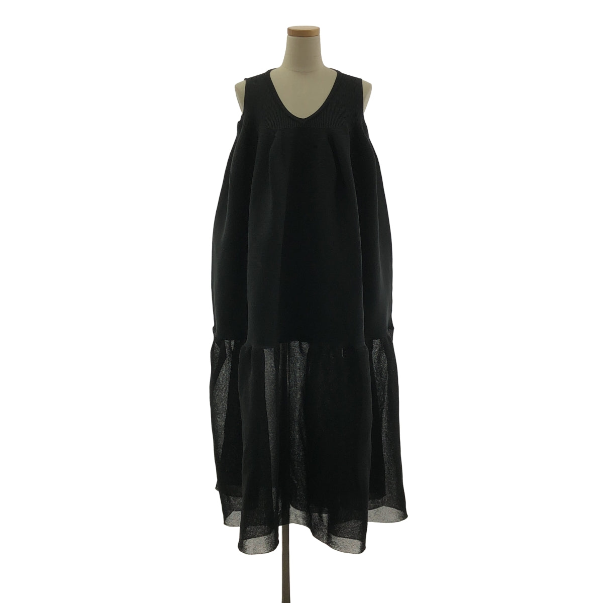 CFCL ブラック ノースリーブ ワンピース Made in Japan CFCL / シーエフシーエル | POTTERY LUCENT DRESS 2 シアー切替