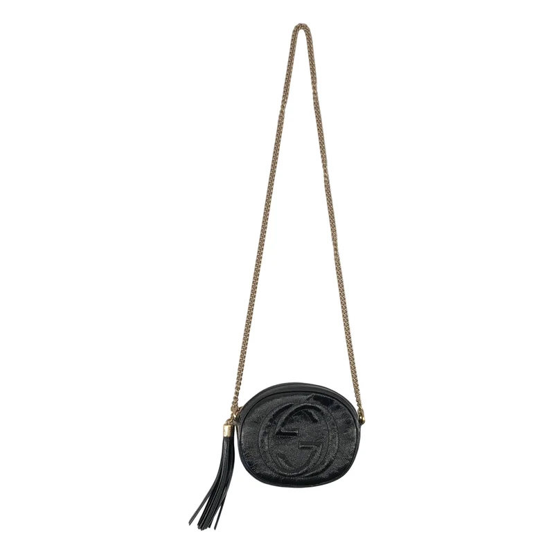 GUCCI / グッチ | インターロッキングG パテントレザー サークル チェーンショルダーバッグ |