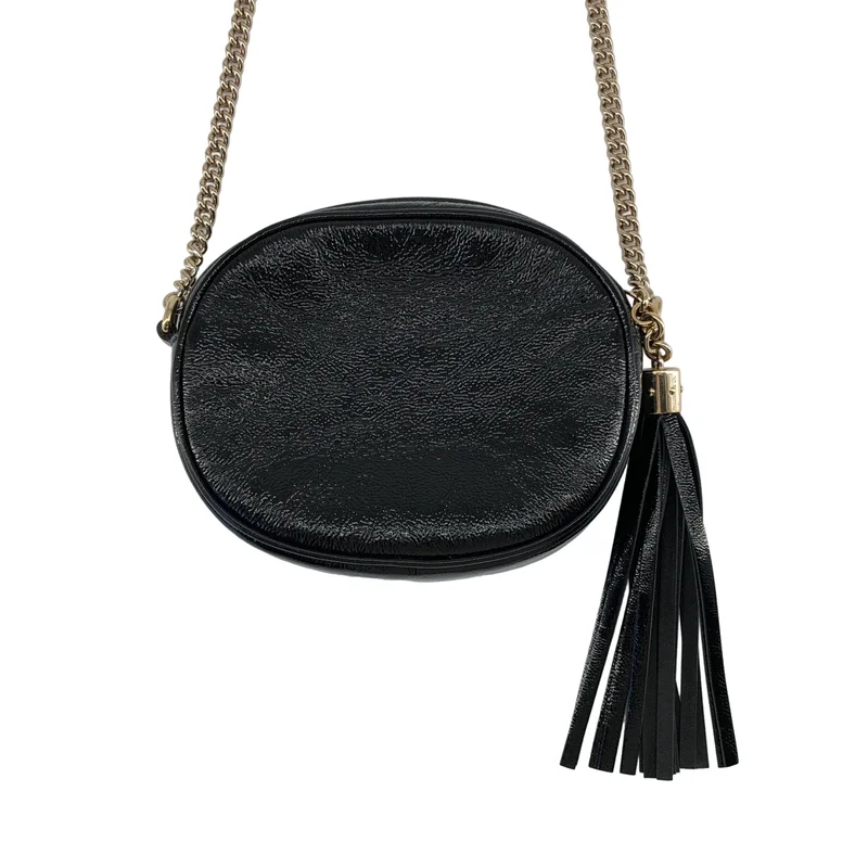GUCCI / グッチ | インターロッキングG パテントレザー サークル チェーンショルダーバッグ |
