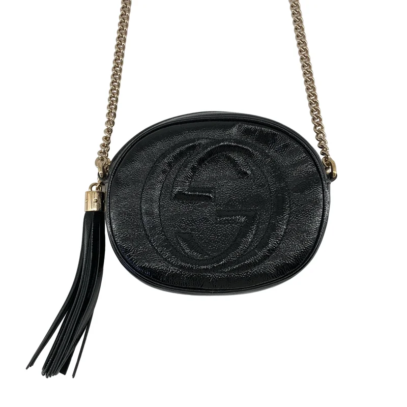 GUCCI / グッチ | インターロッキングG パテントレザー サークル チェーンショルダーバッグ |