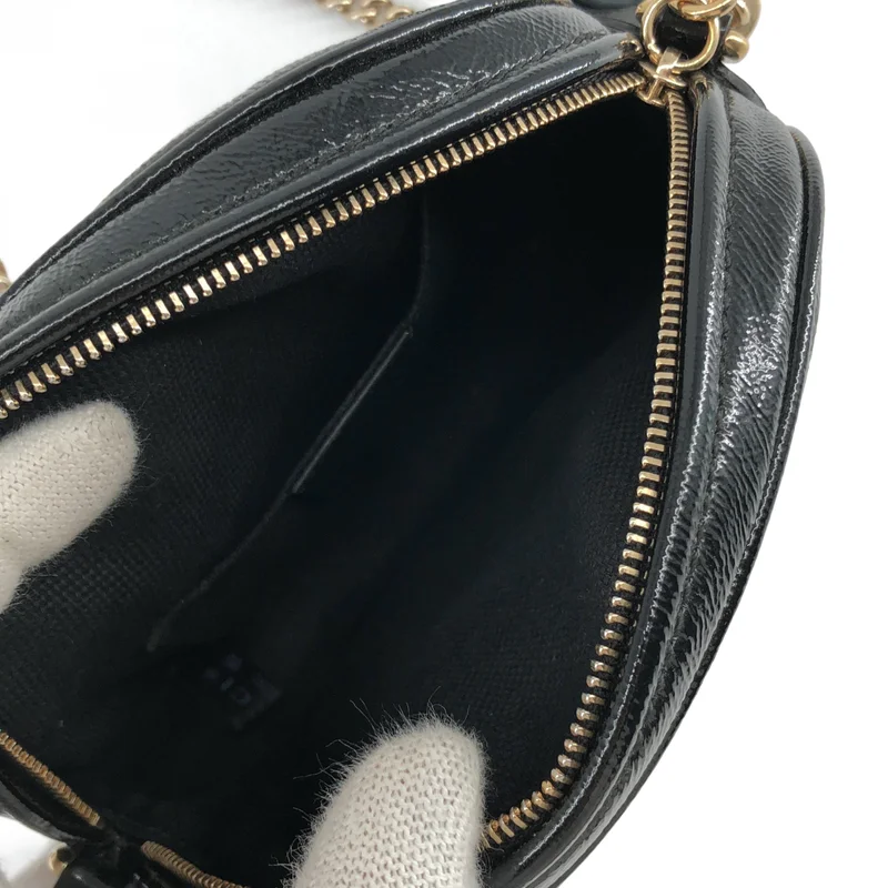 GUCCI / グッチ | インターロッキングG パテントレザー サークル チェーンショルダーバッグ |