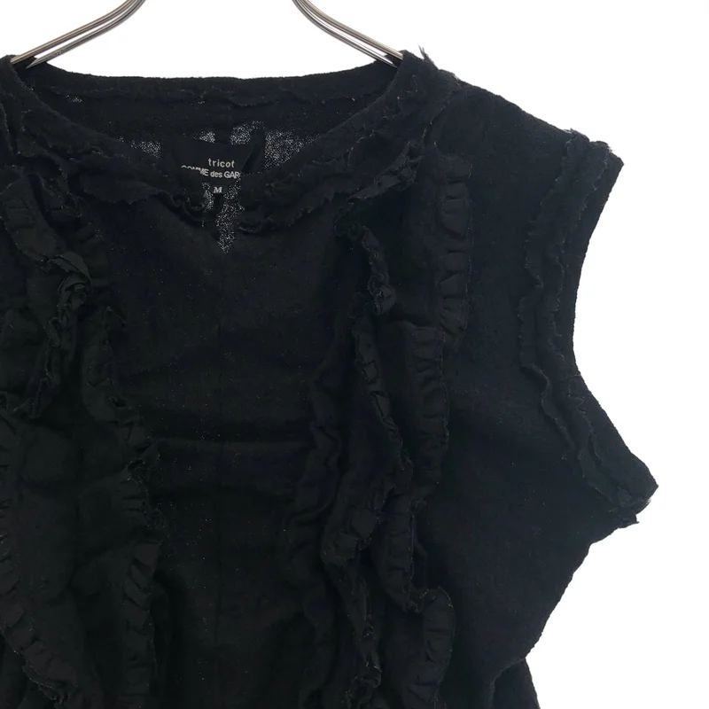 tricot COMME des GARCONS / トリココムデギャルソン | 2015AW | 縮絨加工 ウール フリルドッキング スリーブレス ワンピース | M | レディース