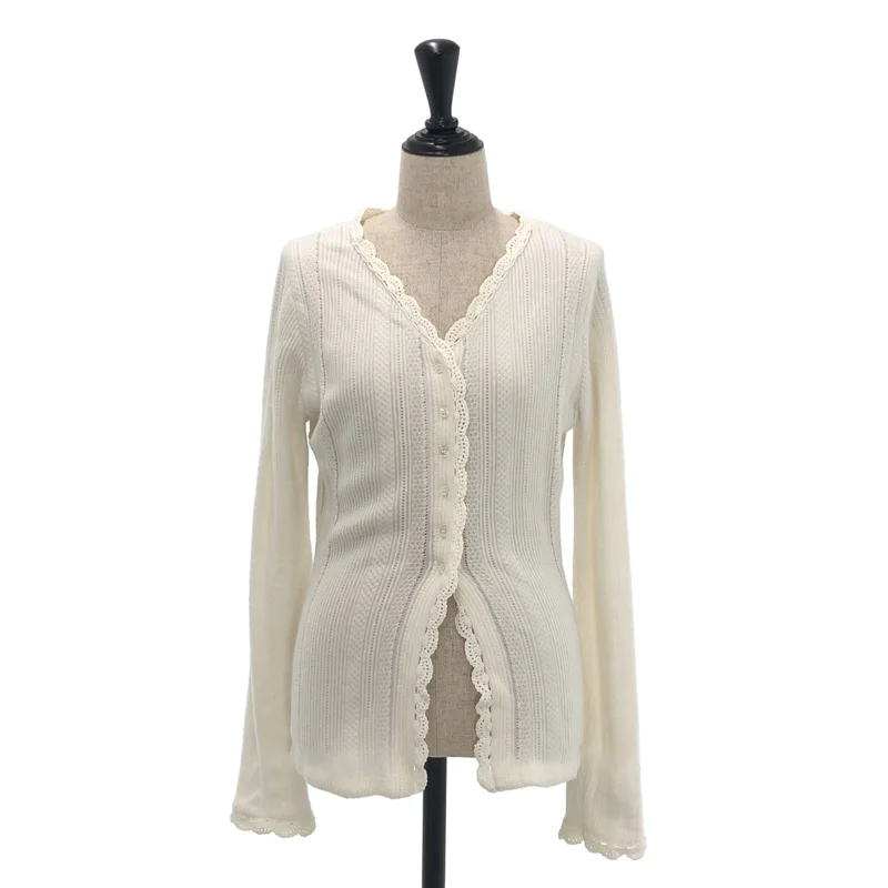 AMERI / アメリ | UND PIN TUCK LACE LIKE KNIT TOP カーディガン | F | レディース