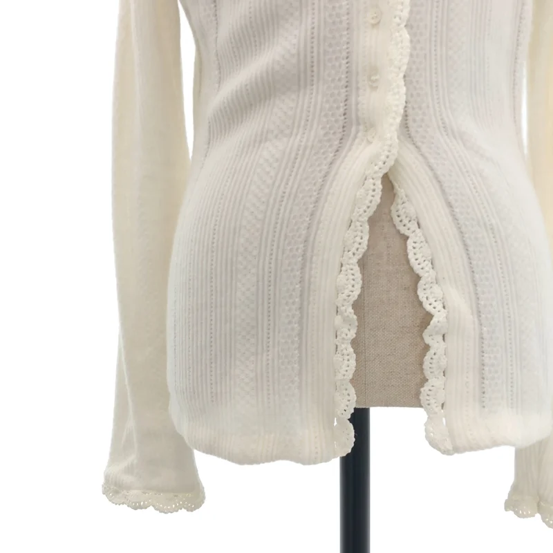 AMERI / アメリ | UND PIN TUCK LACE LIKE KNIT TOP カーディガン | F | レディース
