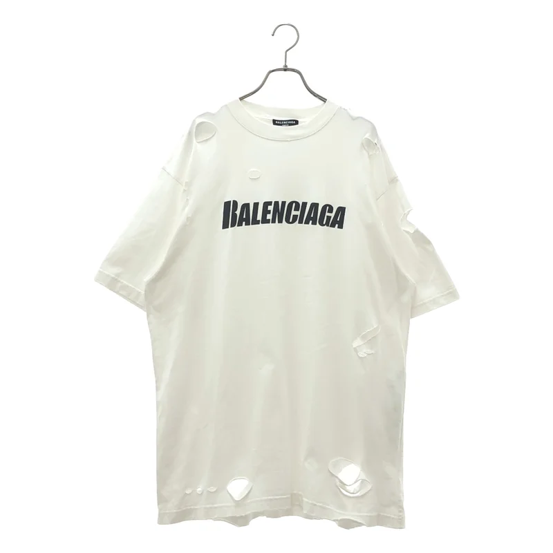 BALENCIAGA / バレンシアガ | デストロイ ロゴプリント Tシャツ_半袖 651795 TKVB8 | XXS | メンズ