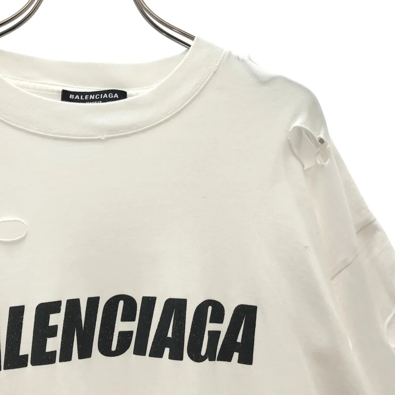 BALENCIAGA / バレンシアガ | デストロイ ロゴプリント Tシャツ_半袖 651795 TKVB8 | XXS | メンズ
