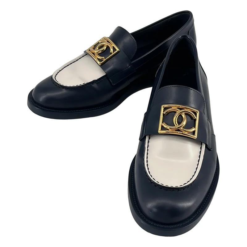 CHANEL / シャネル | ココマーク レザー バイカラー ローファ | 37 1/2 | レディース