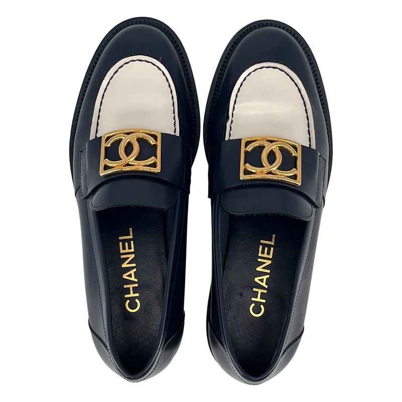 CHANEL / シャネル | ココマーク レザー バイカラー ローファ | 37 1/2 | レディース