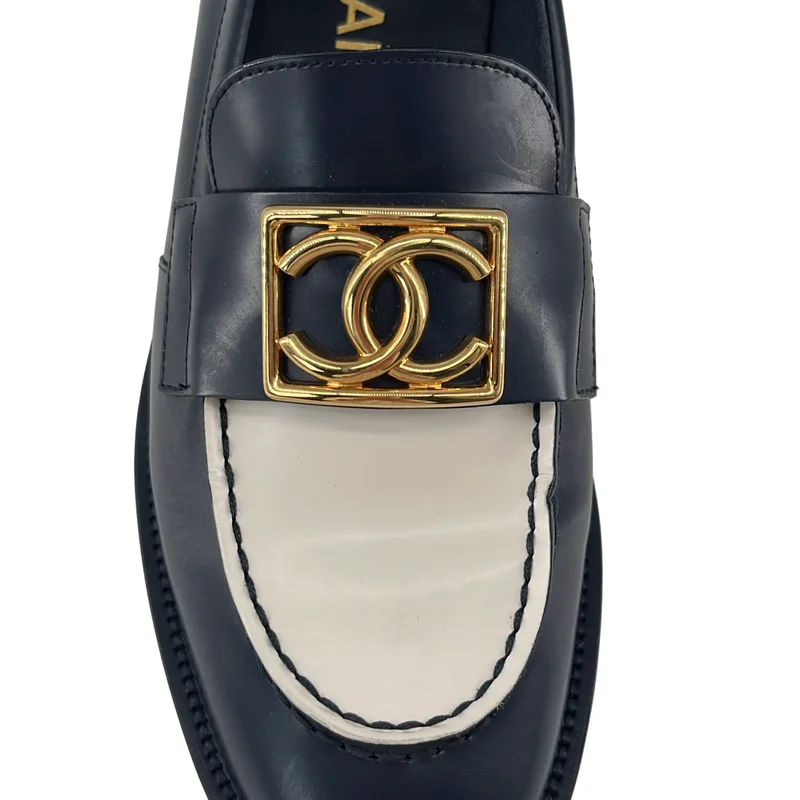 CHANEL / シャネル | ココマーク レザー バイカラー ローファ | 37 1/2 | レディース