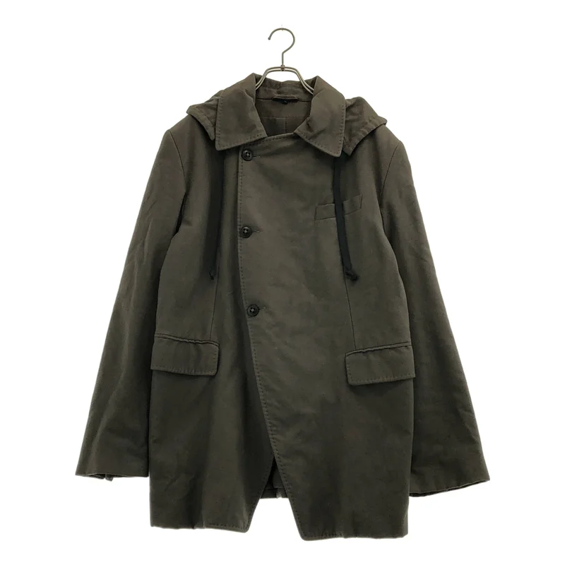 ANN DEMEULEMEESTER / アンドゥムルメステール | モールスキン ダブルブレスト フーデッドコート | M | メンズ