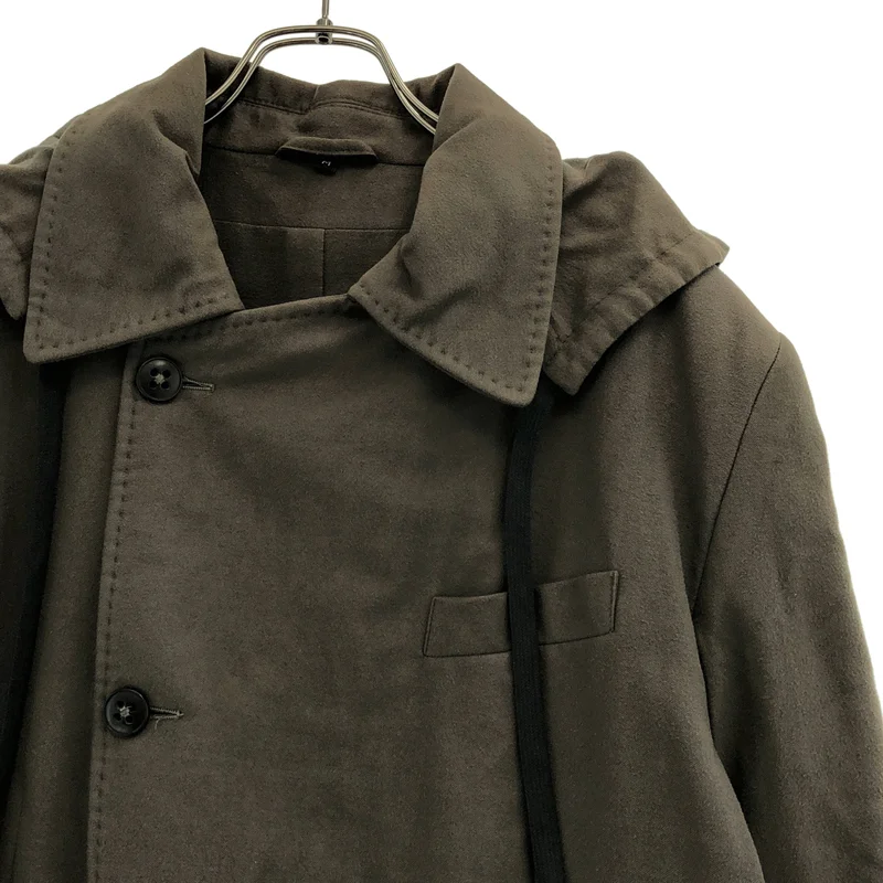 ANN DEMEULEMEESTER / アンドゥムルメステール | モールスキン ダブルブレスト フーデッドコート | M | メンズ