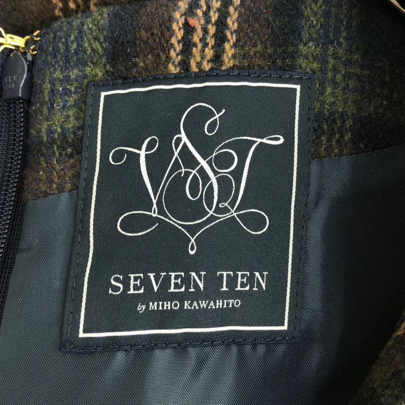 SEVEN TEN by MIHO KAWAHITO / セブンテンバイミホカワヒト | ウールチェックジャンバースカート ワンピース 8A513 | S | レディース