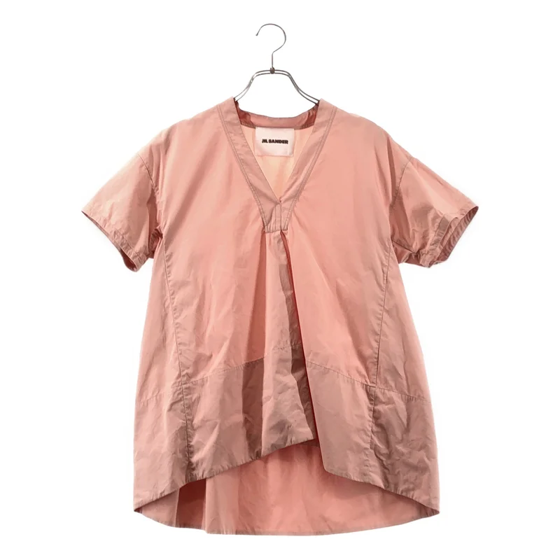 JIL SANDER / ジルサンダー | 2023SS | コットン Vネック 半袖ブラウス | 34 | レディース