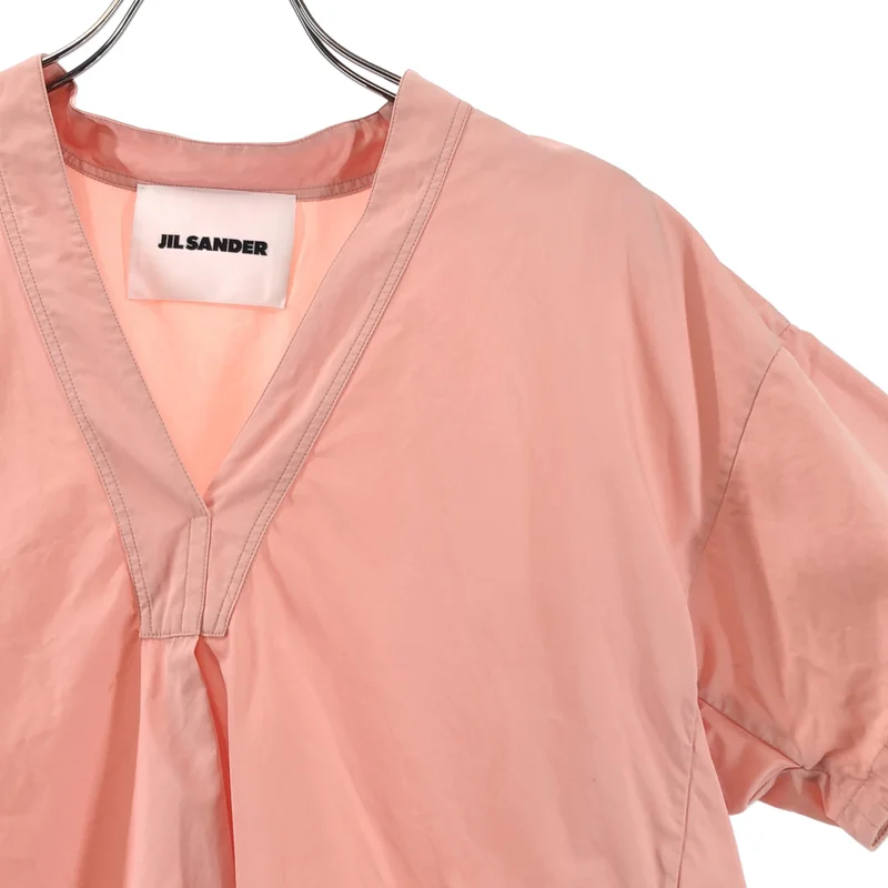 JIL SANDER / ジルサンダー | 2023SS | コットン Vネック 半袖ブラウス | 34 | レディース