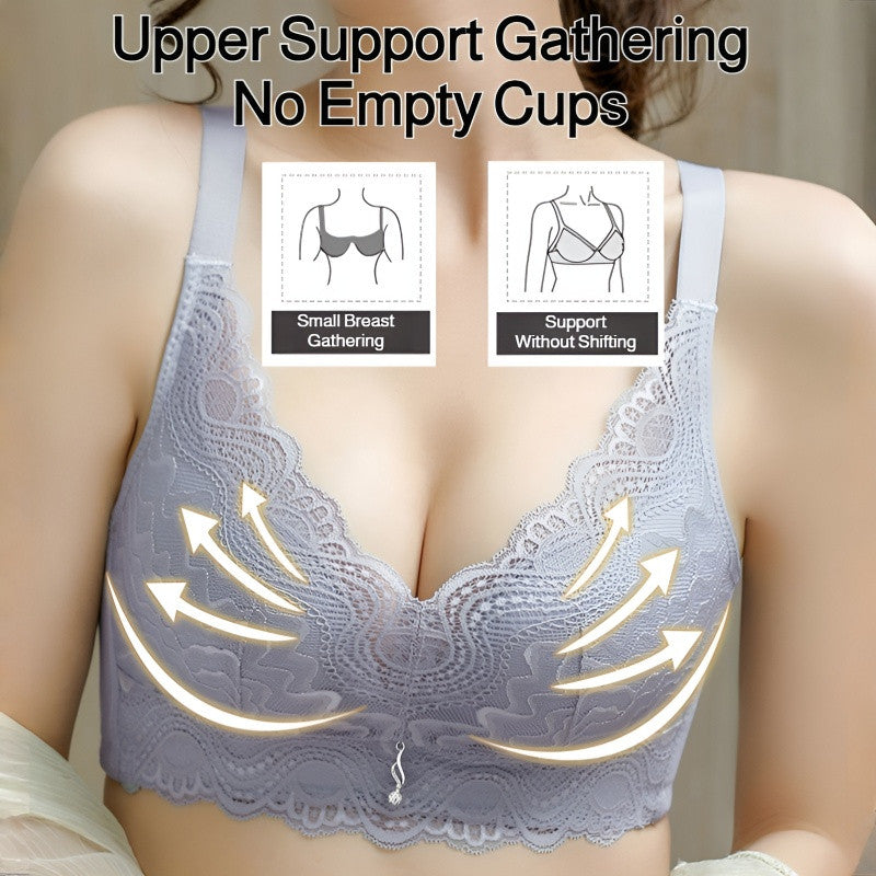 『Brelira』Small Breast Push Up Bra Anti-Sagging Women Bra Wireless Lace Latex Plus Size Comfortable Underwear Seamless Lingerie