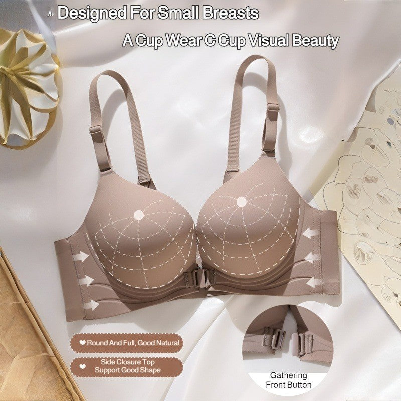 『Brelira』Front Buckle Push Up Bra Seamless Soft Wireless Sexy Beautiful Back Support Anti Sagging Front Closure Lingerie