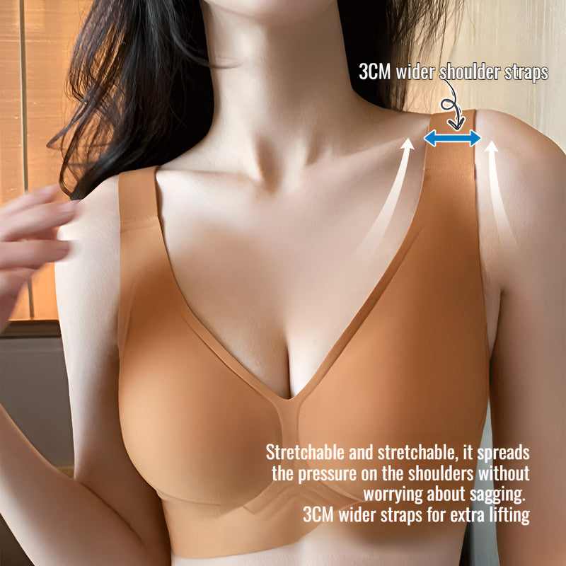 『Brelira』Women Full Cup Minimizer Bra Wireless Anti-Sagging Seamless Brassier Traceless Plus Size Underwear Ladies Bra