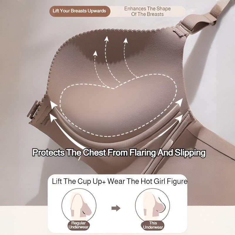 『Brelira』Front Buckle Push Up Bra Seamless Soft Wireless Sexy Beautiful Back Support Anti Sagging Front Closure Lingerie
