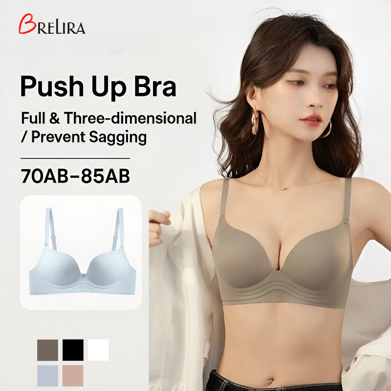 『Brelira』Seamless Push Up Bra Women Small Chest Lift Soft Wireless Anti-Sagging Full Coverage Breathable Sexy Underwear