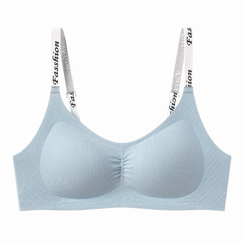 『Brelira』Wireless Push Up Bra Women Seamless Full Cup Anti Sagging Letter Straps Bra Breathable Underwear