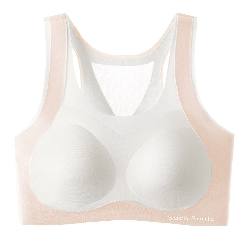 『Brelira』11-18Y Girls Training Bra Seamless Wireless Ice Silk Cooling Posture Support Breathable Mesh Underwear Soft Full Cup Bra