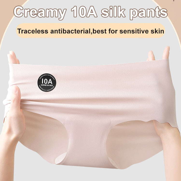 『Brelira』Mulberry Silk Panties Seamless Mid Waist Panty 10A Antibacterial Breathable Comfort Women Underwear