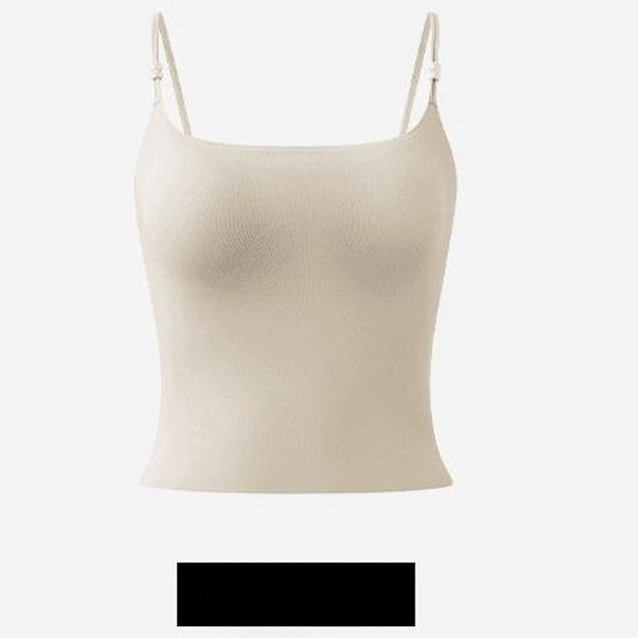 『Brelira』Camellia Seamless Camisole Fixed Cup Bra Breathable Full Coverage Basic Tank Top Wireless Vest