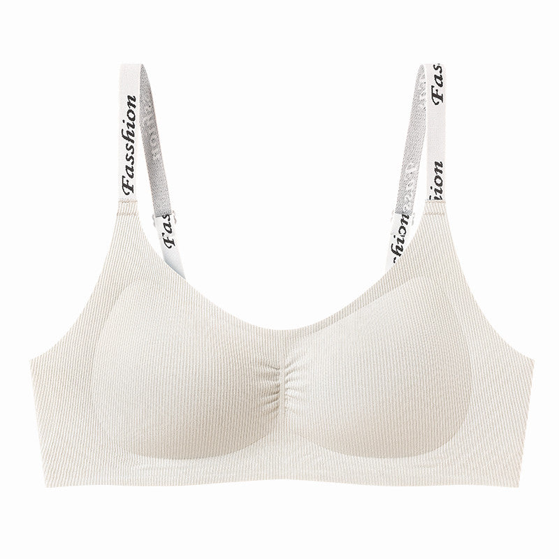 『Brelira』Wireless Push Up Bra Women Seamless Full Cup Anti Sagging Letter Straps Bra Breathable Underwear