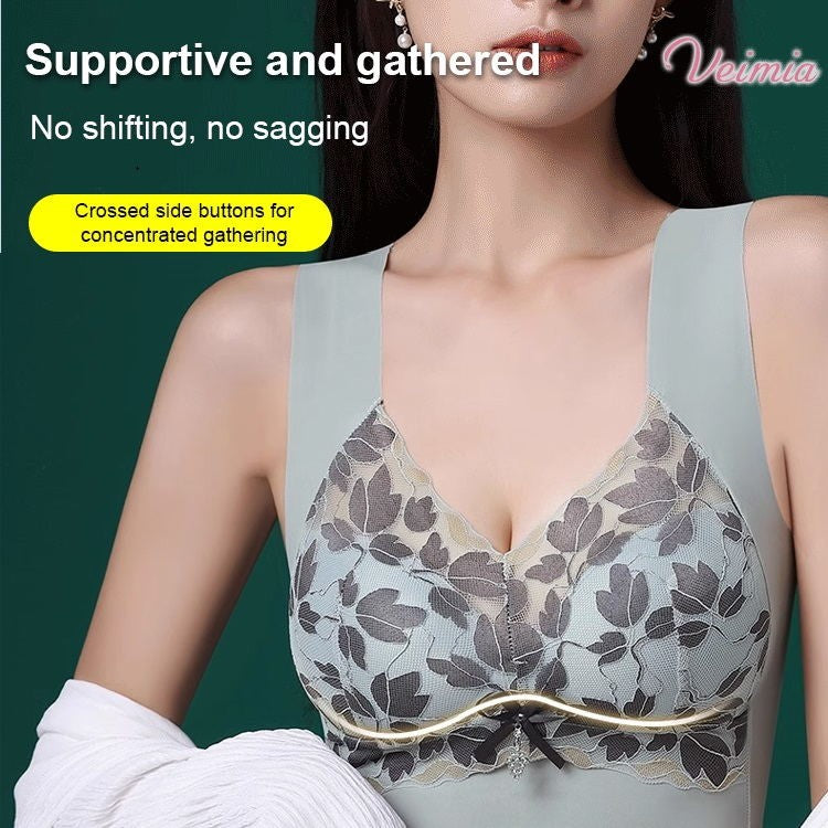 『Brelira』Wireless Minimizer Bra Lace Plus Size Bra Wide Straps Breathable Bralette Anti Sagging Support Underwear